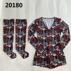 Pijama enterizo elástico sexy de verano para mujer, diseño personalizado HOHO de Navidad y San Valentín - Product Image 4