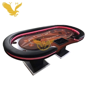 YH 10 Person Luxury Modern Professional Quality Texas Poker Table with LED Lights and Wooden Materials - Product Image 4