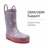 Bottes de pluie pour enfants en caoutchouc naturel, écologiques, souples, légères, imperméables, imprimé cygne, bottes Wellington pour filles, OEM ODM