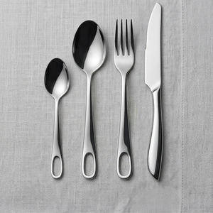 Ensemble de couverts en acier inoxydable poli miroir avec poignée en boucle, résistant à la rouille, pour la cuisine et l'hôtellerie - Product Image 1