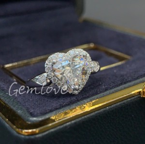 Nhẫn đính hôn nữ vàng 18K có viên kim cương hình trái tim được trồng trong phòng thí nghiệm được chứng nhận bởi IGI được thiết kế dành riêng cho phụ nữ - Product Image 5