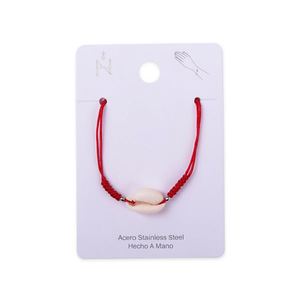 Pulsera de Concha Marina con Nudo de la Suerte Rojo, Hecha a Mano, con Dije de Acero Inoxidable, Estilo Bohemia, Unisex, para Regalo - Product Image 2