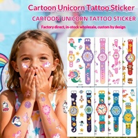 Tatouages temporaires lumineux pour montre-bracelet, autocollants imperméables qui brillent dans le noir, motifs cheval, élan, animaux, pour fête d'anniversaire