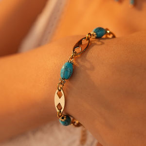 قلادة خانقة من الأحجار الطبيعية بأسلوب بوهيمي عتيق، قلادة قابلة للتعديل من الخرز الفيروزي - Product Image 6