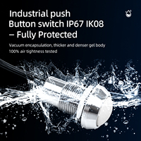 Interrupteur à bouton-poussoir de qualité marine IP67 en acier inoxydable 304, faisceau pré-câblé, 2A 12V 220V 12mm CE RoHS électronique 1NO