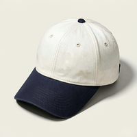 Casquettes de baseball en gros, style vintage délavé, bicolore crème et marine, 6 panneaux, broderie personnalisée, unisexe, pour le sport