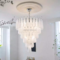 Lustre en verre de Murano décoratif personnalisable, moderne, à LED, à intensité variable, blanc givré, pour salon, chambre à coucher, restaurant