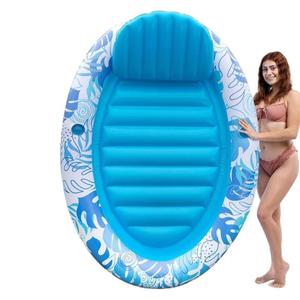 Inflatable Floating Raft With Backrest 183x165x22cm Royal Blue Adult Pool Float For Cooling Off - Product Image 5