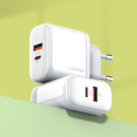 Chargeur Mural Rapide LDNIO A2526C PD 45W Type C, Double Adaptateur USB pour Téléphone Portable Samsung
