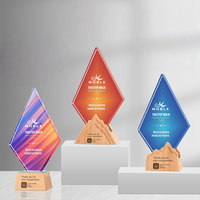 Nouveau trophée en bois noble, plaque de récompense en verre personnalisée pour la reconnaissance des employés, événements sportifs, cadeau d'anniversaire, vente en gros