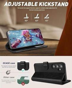 Étui de téléphone pliable en cuir artificiel de luxe, résistant aux chocs, pour S24 FE, avec porte-cartes de crédit - Product Image 3