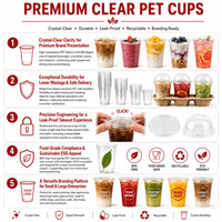 Gobelets transparents en PP/PET en forme de U, imprimés sur mesure, avec couvercles dôme, pour boissons froides, thé glacé et crème glacée