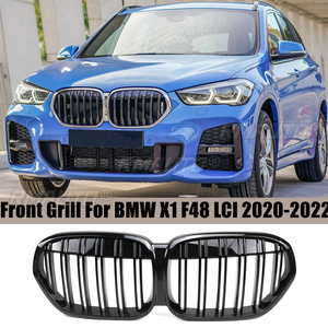 Pour BMW X1 F48 LCI 2020 2021 2022, calandre de pare-chocs avant, calandre de course, double lamelles, noir brillant, accessoires de remplacement pour voiture - Product Image 1