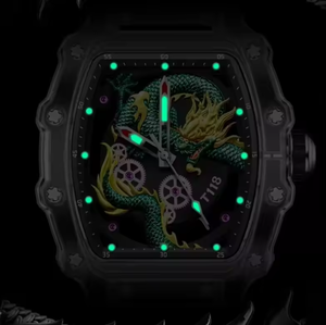 Reloj de pulsera transparente para hombre con esfera de dragón verde, luminoso, de cuarzo, con correa de silicona de lujo, relojes de moda para negocios - Product Image 5