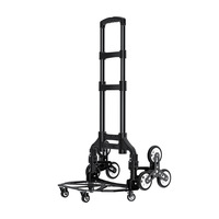 Carro de Carga Plegable de Aleación de Aluminio Negro para Subir Escaleras, Carro de Mano Doméstico, Carro de Viaje Pequeño, Carro de Transporte con Asa