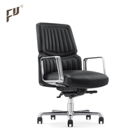 Fauteuil de bureau exécutif moderne en cuir beige de haute qualité FURICCO pour femme, avec siège large, vérin à gaz et cadre en aluminium