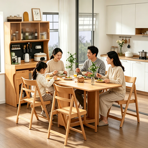 Scandinavian Wooden Foldable <b>Chair</b> With Solid <b>Back</b> Modern Living Room Furniture For Home Dining - Product Image 6