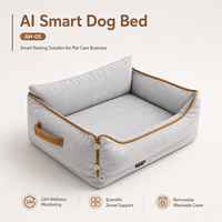 Lit carré solide pour animaux de compagnie AI pour chiens avec surveillance intelligente du bien-être, côtés surélevés de soutien, housse amovible, lavable en machine