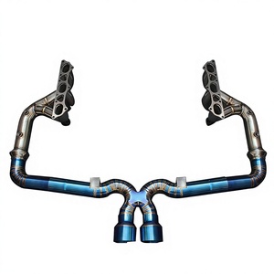 เฮดเดอร์รถแข่งน้ำหนักเบาวัสดุไทเทเนียมอัลลอยด์ Vortex และท่อ X-Pipe ตรงกลางสำหรับ Porsche 911 991 GT3 4.0 สีฟ้าเบิร์นท์บลู - Product Image 1