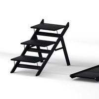 Rampe d'escalier pliable moderne à 4 niveaux en bois massif, réglable en hauteur, portable, pour animaux de compagnie, pour salon, surface antidérapante pour chiens âgés
