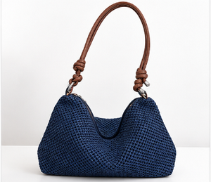 Sac fourre-tout portable en polyester tissé fait main pour femme, avec fermeture éclair, idéal pour la plage et le quotidien, coloris tendance, vente chaude - Product Image 1