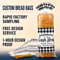 Sac d'emballage de pâtisserie pour miche de pain imprimé personnalisé plus solide inodore haute transparence en plastique CPP une seule face en plastique avec attaches