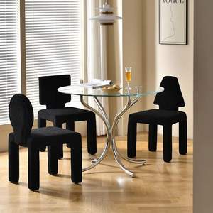 Fundas de silla de escritorio de oficina de tela de terciopelo negro de alta calidad de diseño italiano para muebles del hogar estilo contemporáneo para sala de estar - Product Image 3