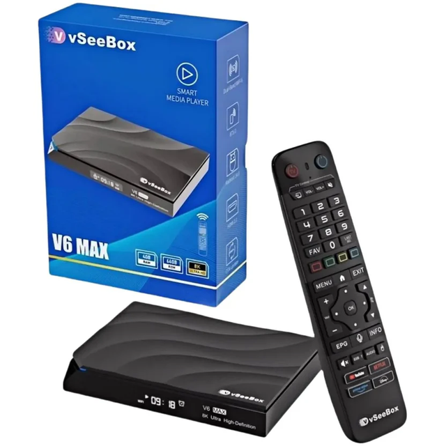 Certified Sales for V 2026 See Box V6 MAX TV Box Latest Model Android 14 with Voice and Backlight Remote Control
