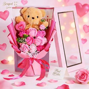 Venta al por Mayor de los Mejores Regalos para el Día de San Valentín 2026, Oso de Peluche Hecho a Mano, Moderno y Ecológico, Ramo de Rosas Artificiales de Jabón - Product Image 6