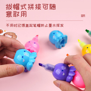 2024 nouveau produit Kawaii crème glacée ours cheval <span class=keywords><strong>surligneur</strong></span> créatif dessin animé marqueurs stylos Mini surligneurs ensemble pour les enfants - Product Image 4