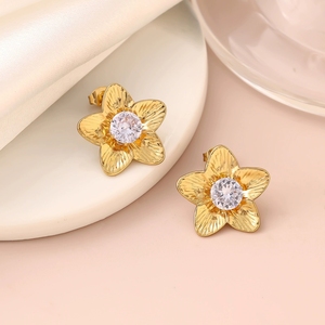 Boucles d'oreilles fleur d'or de mode <span class=keywords><strong>où</strong></span> <span class=keywords><strong>acheter</strong></span> <span class=keywords><strong>des</strong></span> bijoux en or pour les femmes en gros N201193 - Product Image 4