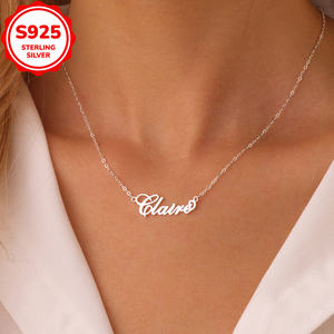 Ins Style Nom Collier Source Usine Recruter Agent Nom Personnalisé Lettre Chéri 925 Collier En Argent Sterling Cadeau <span class=keywords><strong>De</strong></span> Fête Des Pères - Product Image 3
