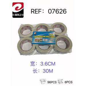 Ruban adhésif double face Mnj 3,6 cm x 30 m pour emballage et fixation, lot de 6 pièces - Product Image 1