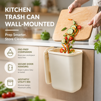 Afvalbak voor de keuken, wandmontage, huishoudelijk, met deksel, voor toilet, badkamer, woonkamer, hangend aan de kastdeur
