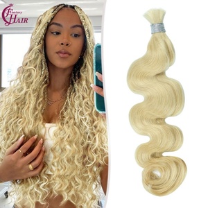 Vente d'usine Puddinghair - Extensions de cheveux humains vierges naturels 12A en vrac # Cheveux humains ondulés souples 613 sans trame pour tressage - Product Image 1