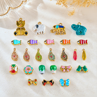Pendentif en acier inoxydable avec éléphant, poisson, plume, nœud et fleur en zircon cubique pour la création de bijoux DIY