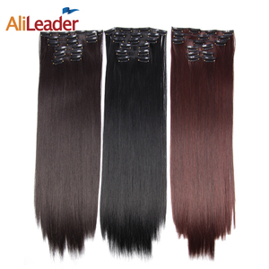 AliLeader 22 pollici 6 pz/set Ombre Highlight clip in <span class=keywords><strong>extension</strong></span> per <span class=keywords><strong>capelli</strong></span> <span class=keywords><strong>lunghi</strong></span> doppia trama leggero <span class=keywords><strong>capelli</strong></span> sintetici per donna - Product Image 2
