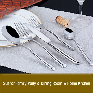 Luxury Elegant Silver Stainless Steel <b>Flatware</b> Set For Wedding - Product Image 4