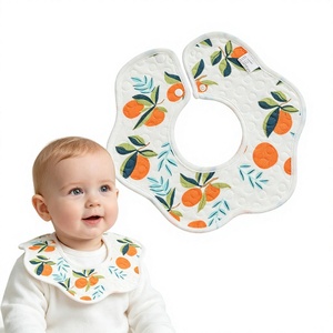 Bavoirs pour bébé rotatifs à 360 degrés, bavoirs d'alimentation en coton doux et absorbant, bavoirs anti-bave imperméables à boutons-pression réglables pour nouveau-nés et tout-petits - Product Image 1