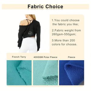 เสื้อสเวตเตอร์แบบสวมหัวเปิดไหล่สำหรับผู้หญิงเสื้อครอปคอตตอนทรงโอเวอร์ไซส์ผ้านิ่มออกแบบโลโก้ได้ตามต้องการ - Product Image 2