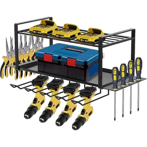 Support de stockage d'outils électriques JH-Mech Super capacité de charge et large gamme d'utilisation Organisateur d'outils électriques en métal Support de perceuse Support mural