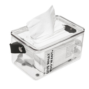 Hanging Tissue Box Transparent Portable With Handle For Home Office Desktop Storage Multipurpose Use - Product Image 5