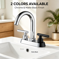 Robinet de lavabo à double poignée en laiton noir mat, mitigeur moderne pour salle de bain à 2 trous