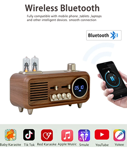 Cổ Điển Retro Audiophile Âm Thanh Thời Gian Hiển Thị Quay FM Đài Phát Thanh Môi Trường Xung Quanh Ánh Sáng Đầy Đủ Phạm Vi Thanh Lịch Âm Nhạc Máy Nghe Nhạc Đồng Hồ Loa - Product Image 2