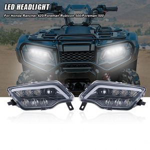 Phare LED noir YongJin avec anneau lumineux blanc pour Honda <span class=keywords><strong>Pioneer</strong></span> 500/700/1000 - Product Image 1