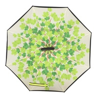 Parapluie Inversé Créatif à Long Manche et Motifs, Mains Libres en Forme de C pour Voiture, Double Couche, Vente en Gros, Personnalisable pour Publicité