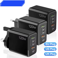 Station de charge super rapide de haute qualité 120W 5 ports avec 2 ports USB 3 type-c pour téléphones/ordinateurs portables/tablettes chargeur US UK EU