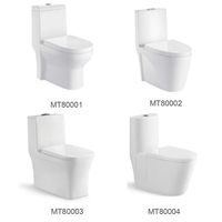 WC moderne en céramique blanche avec options monobloc/bidé intégré, système de chasse double, design économe en eau, siège à fermeture douce