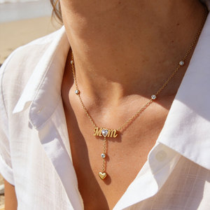 Collier délicat en acier inoxydable 316L plaqué or PVD 14k 18k pour femme, bijou de la Fête des Mères, collier « Mama » pour maman - Product Image 1