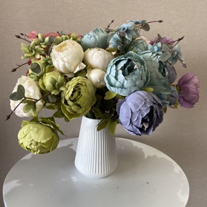 ISEVIAN Pas Cher <span class=keywords><strong>Fuchsia</strong></span> <span class=keywords><strong>Pivoine</strong></span> Fleur Bouquet Champagne Pivoines Artificielles pour Décoration de Mariage - Product Image 4